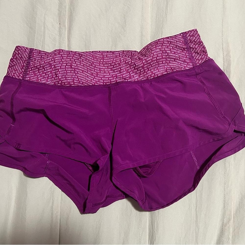 Lululemon Speed Up Shorts. Seawheeze 2016. Regal Plum. Size 4